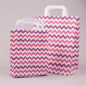 Shocking Pink & Purple Chevron Flat Handle Paper Carrier Bags