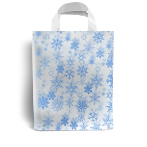 Blue Snowflake Premium Christmas Carrier Bags with Loop Handles