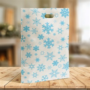 Blue Snowflake Design Christmas Carrier Bags