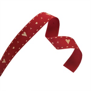 Hearts and Kisses Red Woven Ribbons