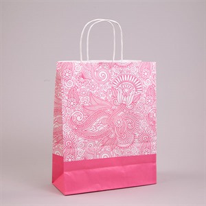 Pink Paisley Paper Carrier Bags with Twisted Handles