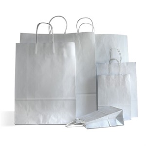 Silver Paper Carrier Bags with Twisted Handles