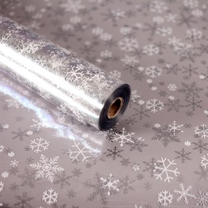 Silver Snowflake Design Cellophane Florist Roll
