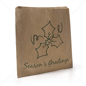 Holly Design Brown Kraft Paper Counter Bags