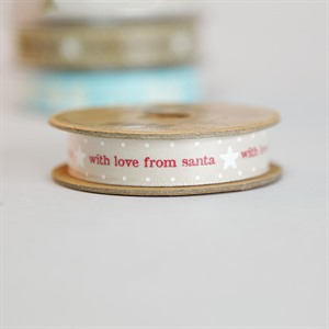 'Love From Santa' Soft Ivory [2] Christmas Ribbon