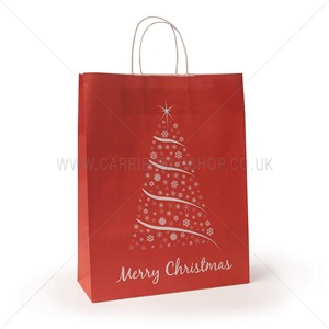 Red Christmas Tree Design Paper Carrier Bags