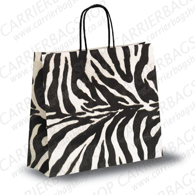 Zebra Design Carrier Bags with Twisted Handles Code CBZEBRBIAN