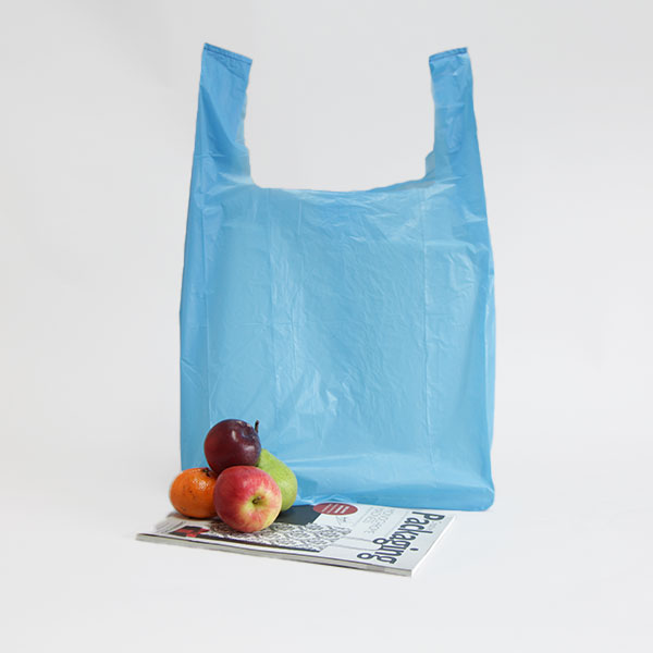 Recycled Blue Vest Style Plastic Bags |Branded Bag |Carrier Bag Shop