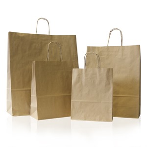 Value Brown Recycled (Unribbed) Paper Bags - 26cm x 32cm + 12cm