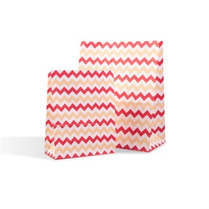 Red & Cream Chevron Pick n Mix / Popcorn Paper Bags
