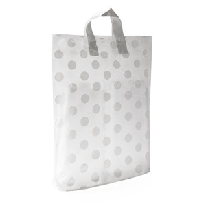 Loop Handle White Polka Dot Plastic Carrier Bags