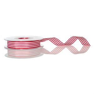 Red & White Striped Ribbon 16mm x 25m