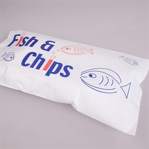 White Fish and Chips Print Paper Bag