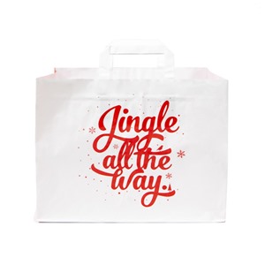 Jingle and Snow Wide Base Flat Handle Paper Carrier Bags