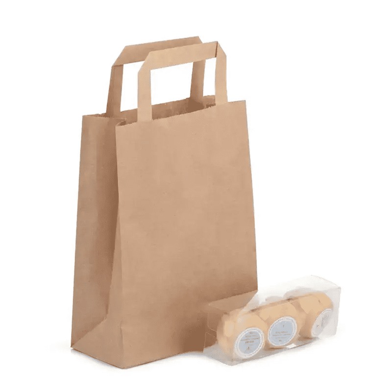 Recycled Brown Bags with Flat Handles | Take Away Bags