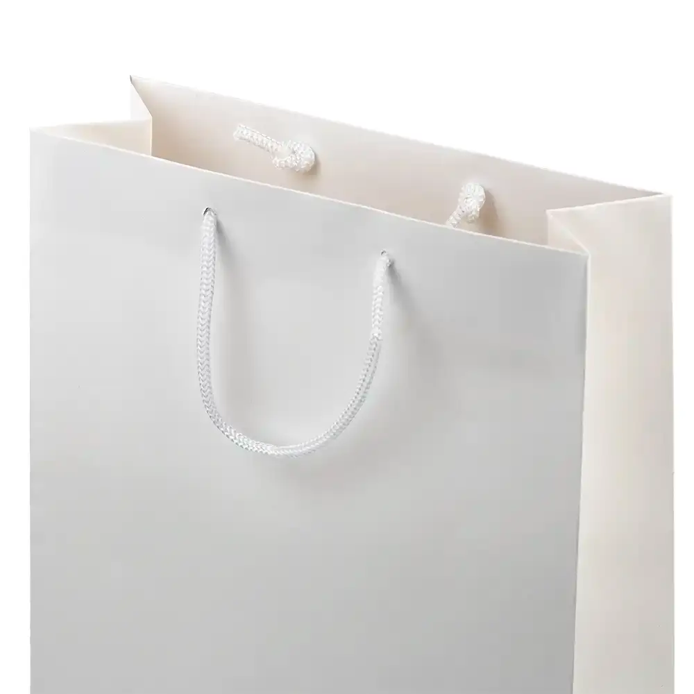 White Matt Recycled Paper Bags with Rope Handles Carrier Bag Shop