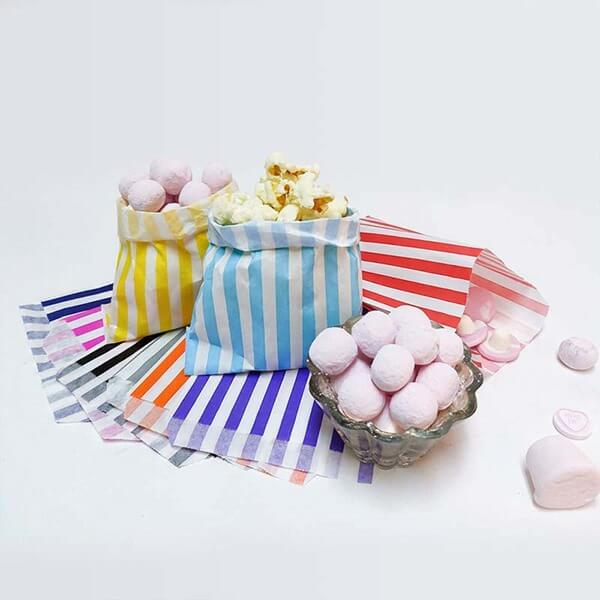 Green Candy Stripe Paper Bags Birthday Party Gift Cake Candy Treat Sweet P&M 