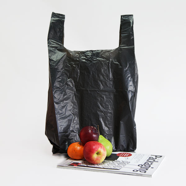 Recycled Black Vest Style Plastic Carrier Bags | Carrier Bag Shop