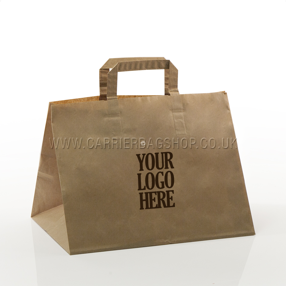 Printed Brown Patisserie Paper Carrier Bags with 1 colour logo