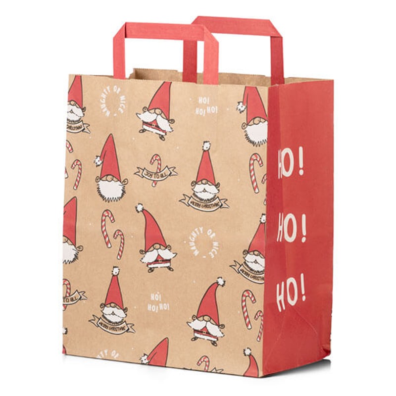 Smiling Santa Brown Internal Flat Handle Bags | Paper Bags | Carrier ...