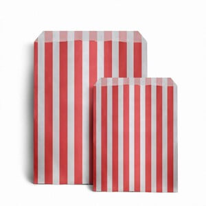 Red Candy Stripe Paper Bags - 5" x 7"
