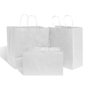 White Wide Base Paper Carrier Bags With Twisted Handles - 38cm x 38cm + 25cm